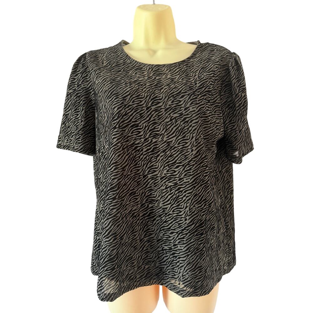 ASOS Vero Moda Layered Flocked Animal Print Top Size M